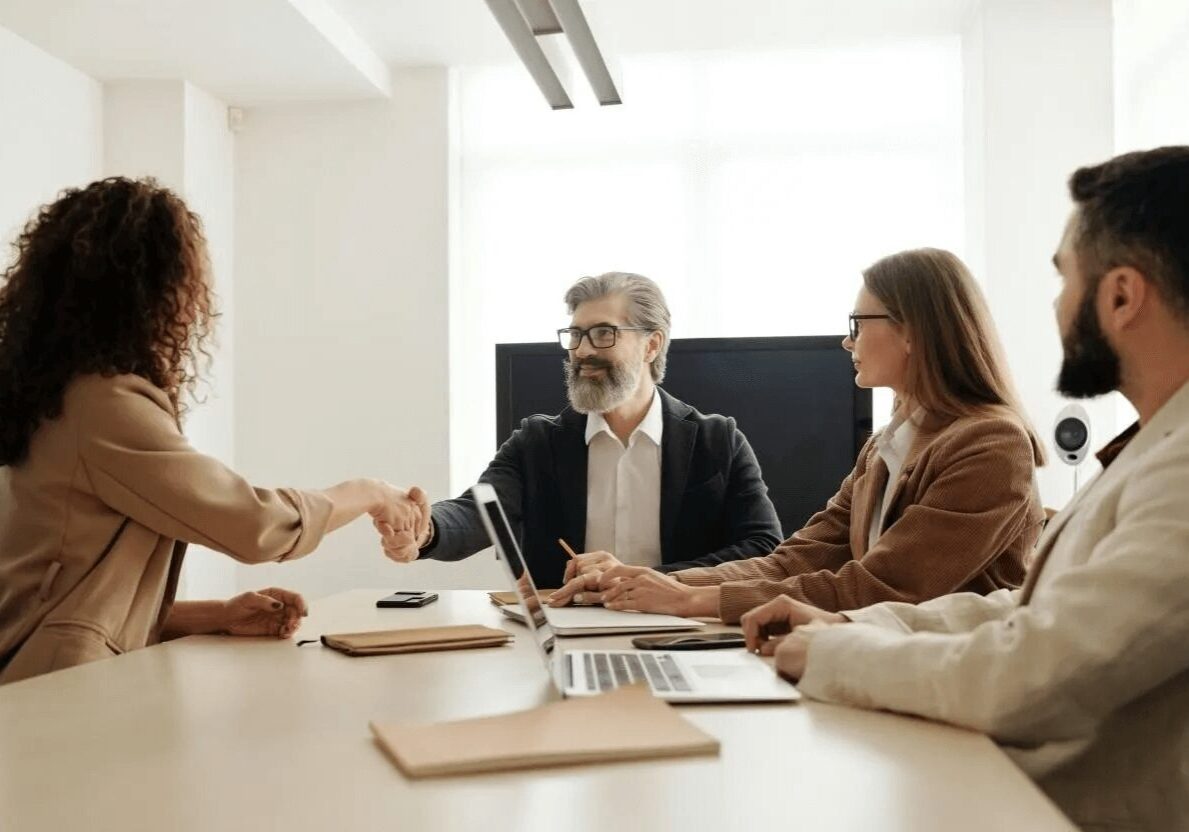 Business People Have Meeting Together in the Modern Office for the Interview Business People Have Meeting Together in the Modern Office for the Interview